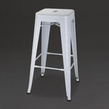 Bolero Bistro Galvanised Steel High Stools White (Pack of 4) - DM763 Metal Bar Stools Bolero   