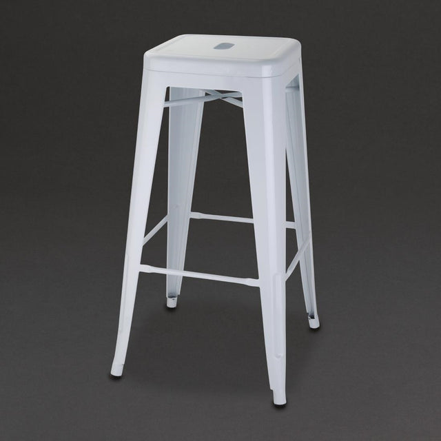 Bolero Bistro Galvanised Steel High Stools White (Pack of 4) - DM763 Metal Bar Stools Bolero   
