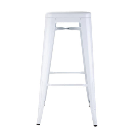 Bolero Bistro Galvanised Steel High Stools White (Pack of 4) - DM763 Metal Bar Stools Bolero   
