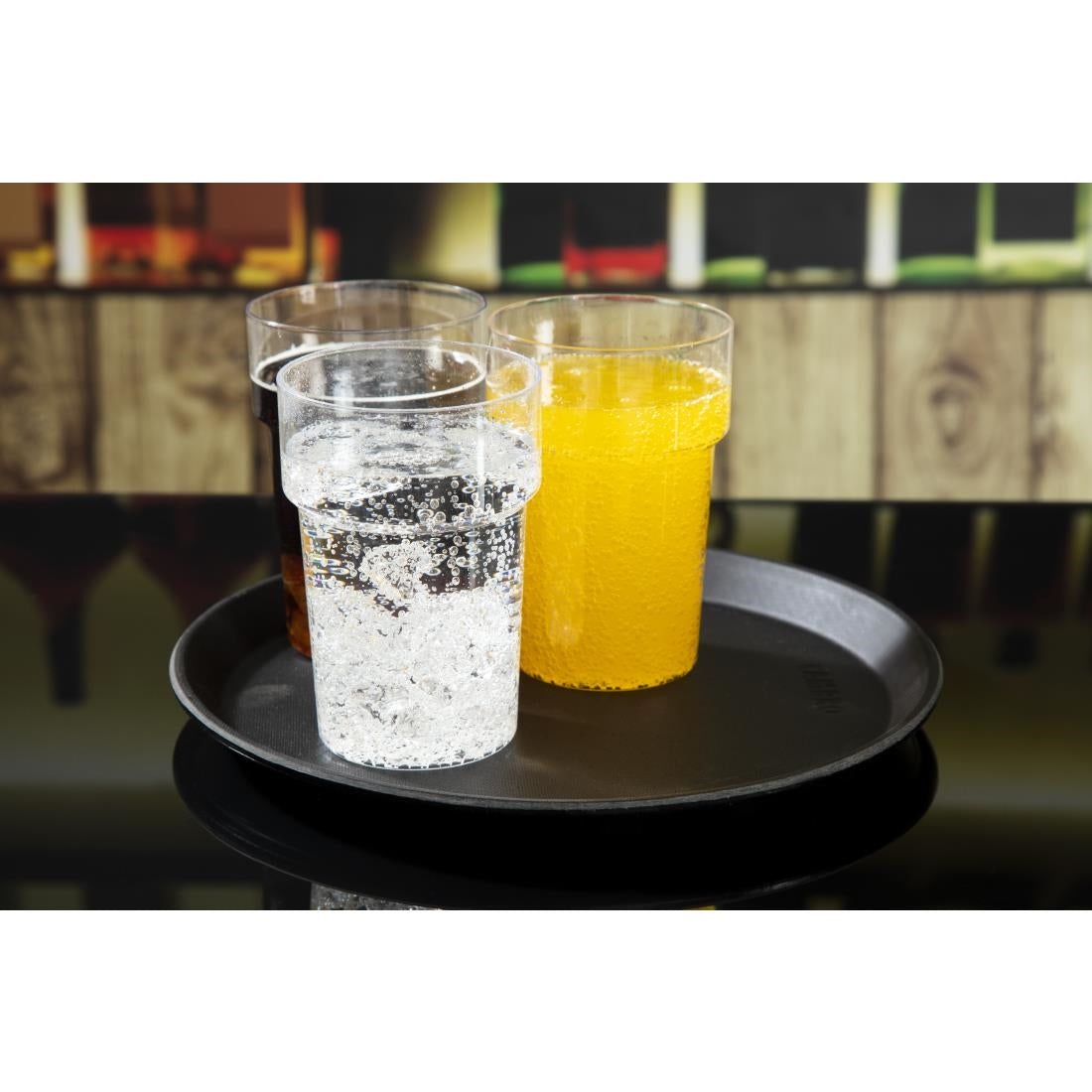 Cambro Camtread Fibreglass Round Non-Slip Tray Black 280mm - DM780  Cambro   