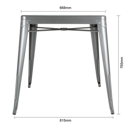 Bolero Bistro Square Steel Table Gun Metal 668mm - DM904 Steel Tables Bolero   