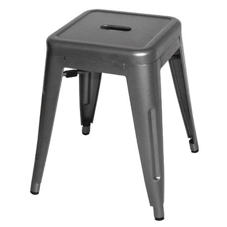 Bolero Bistro Steel Low Stool Gun Metal (Pack Of 4) - DM933 Metal Bar Stools Bolero   