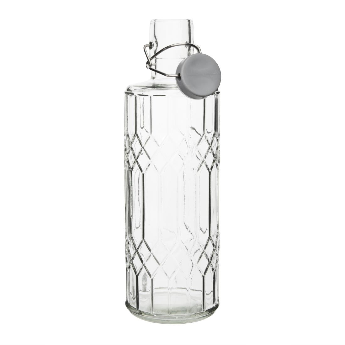 Olympia Geo Glass Water Bottle with Stopper 1Ltr (Pack of 6) - DN816 Jugs, Pitchers, Decanters & Carafes Olympia   