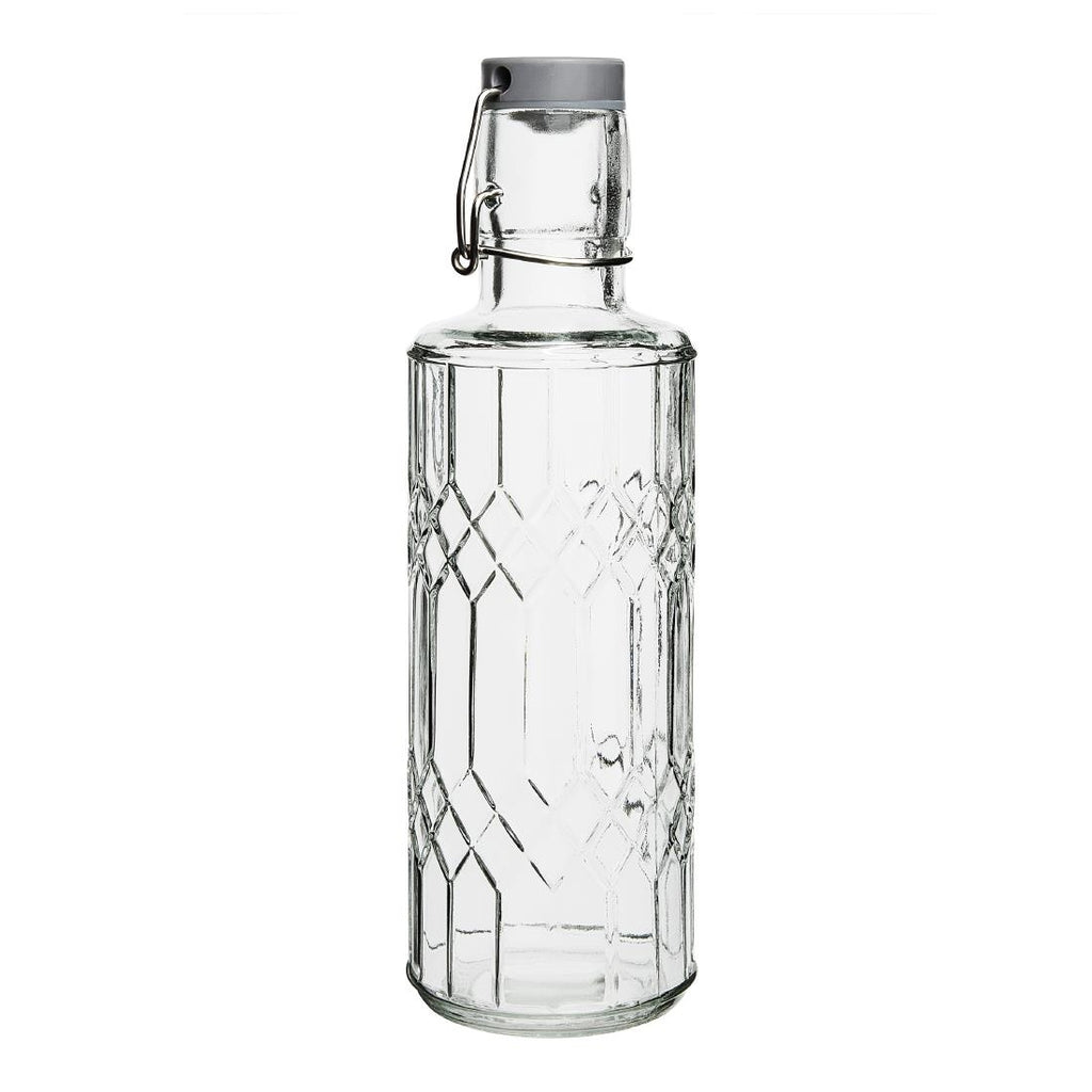 Olympia Geo Glass Water Bottle with Stopper 640ml (Pack of 6) - DN817 Jugs, Pitchers, Decanters & Carafes Olympia   