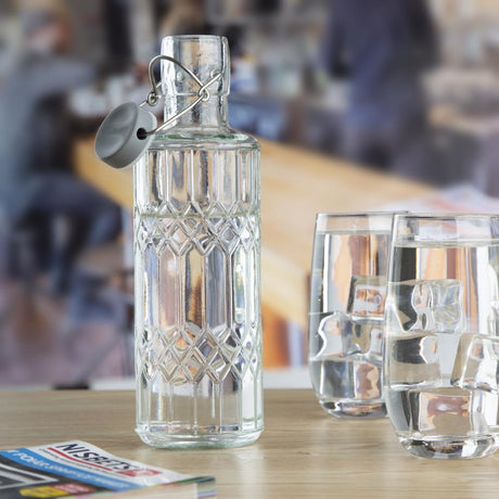 Olympia Geo Glass Water Bottle with Stopper 640ml (Pack of 6) - DN817 Jugs, Pitchers, Decanters & Carafes Olympia   