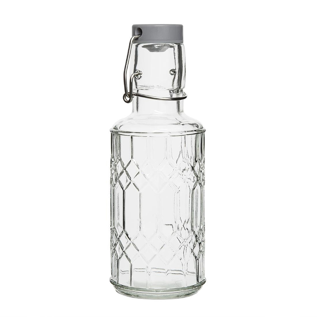Olympia Geo Glass Water Bottle with Stopper 380ml (Pack of 6) - DN818 Jugs, Pitchers, Decanters & Carafes Olympia   