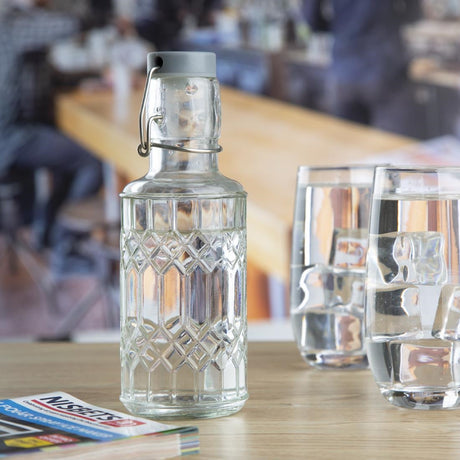 Olympia Geo Glass Water Bottle with Stopper 380ml (Pack of 6) - DN818 Jugs, Pitchers, Decanters & Carafes Olympia   