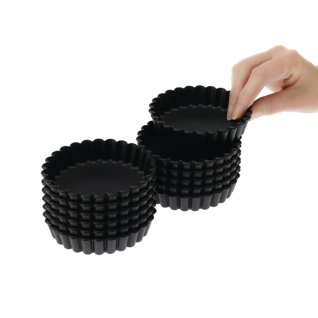 Matfer Bourgeat Exoglass Round Fluted Tartlet Mould 100mm (Pack of 12) - DN955  Matfer Bourgeat   