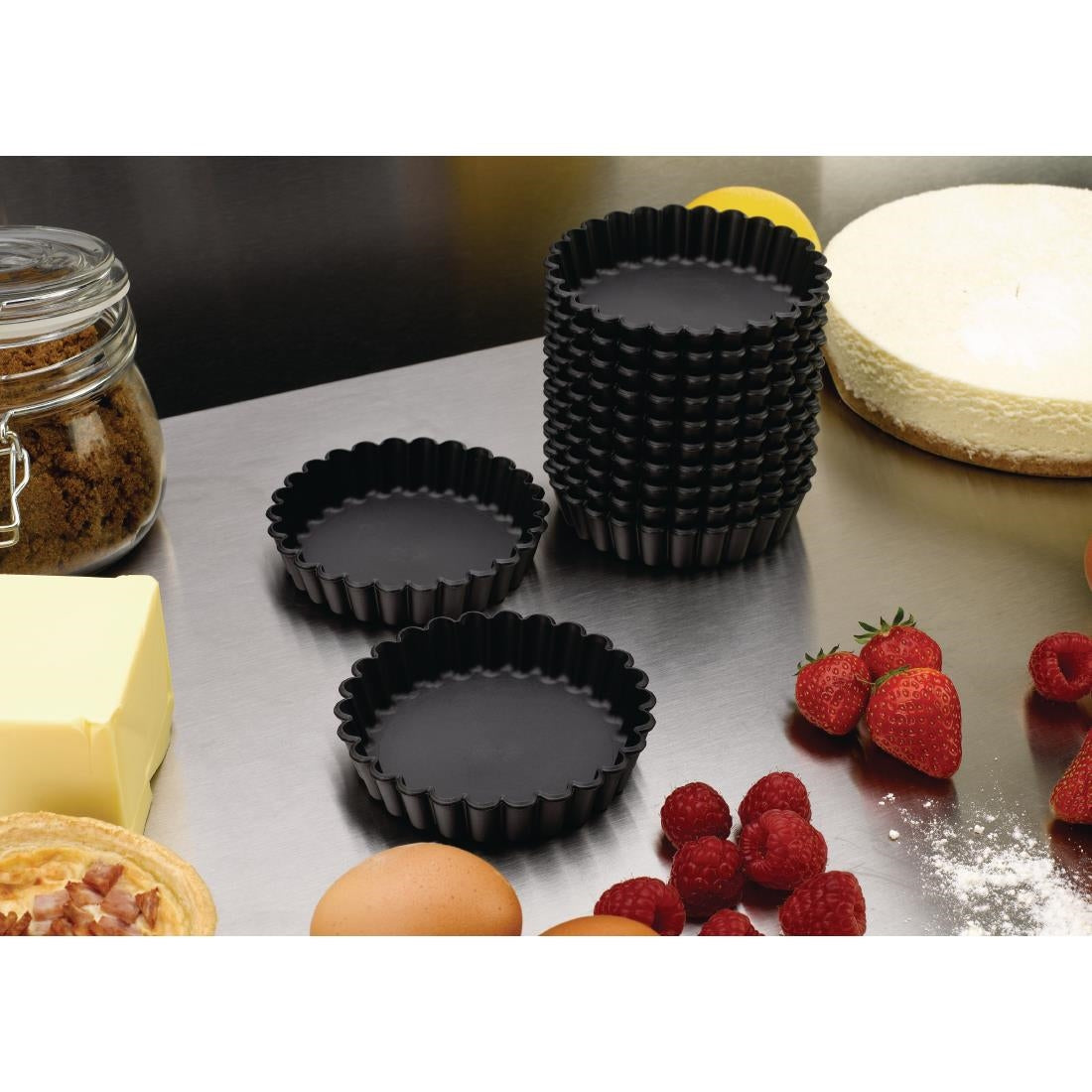 Matfer Bourgeat Exoglass Round Fluted Tartlet Mould 100mm (Pack of 12) - DN955  Matfer Bourgeat   