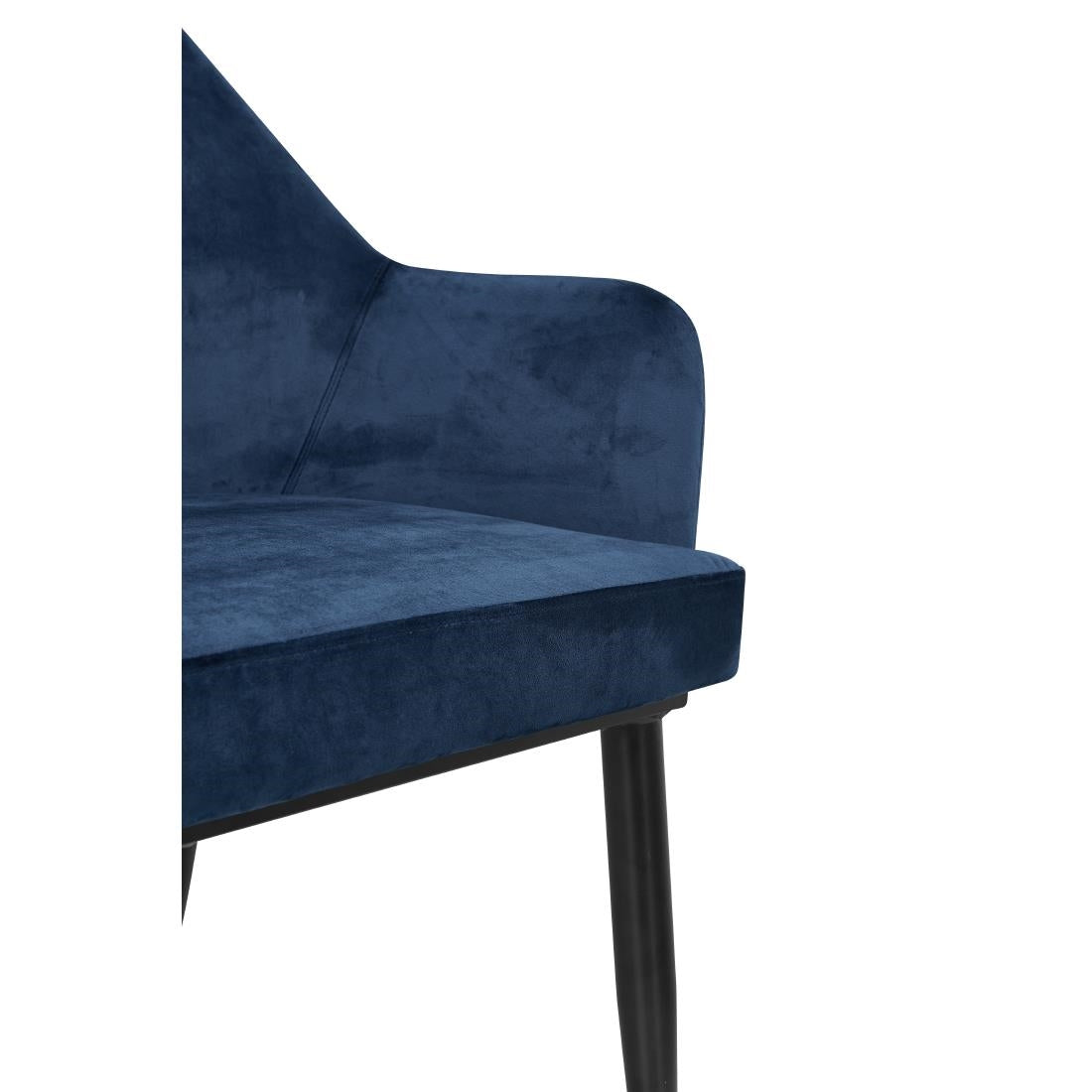 Bolero Lia Velvet Effect Chairs Dark Navy (Set of 2) - DP199 Upholstered Dining Chairs Bolero   
