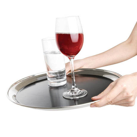 Olympia Stainless Steel Round Non-Slip Bar Tray 305mm - DP207  Olympia   