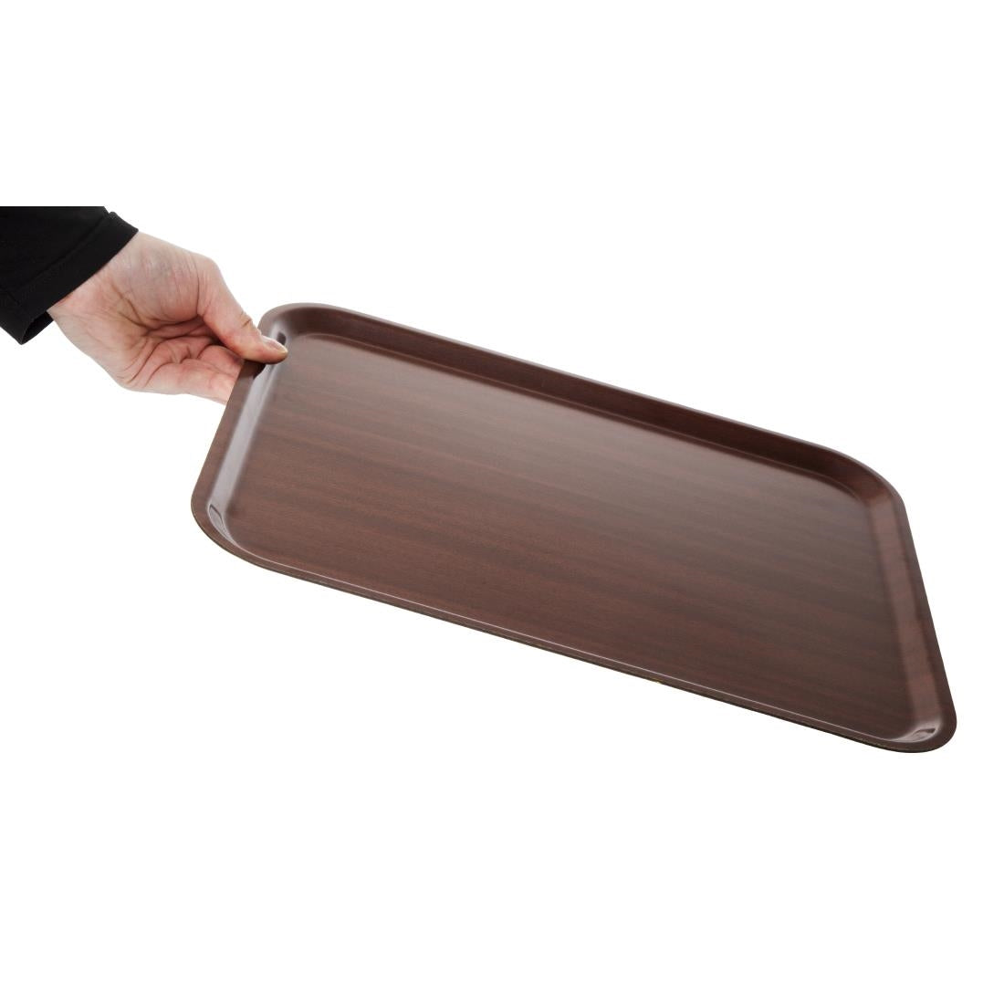 Cambro Capri Laminate Canteen Tray Mahogany 430mm - DP210  Cambro   