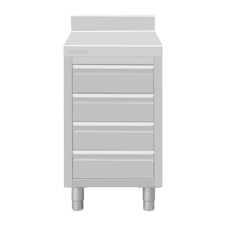 Vogue Stainless Steel 4 Drawer Workstation with 100mm Upstand - DP276  Vogue   