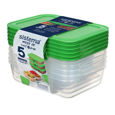 Sistema Nest It Meal Prep Containers 870ml (Pack of 5) - DP647  Sistema   