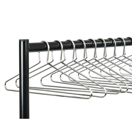 Black Garment Rail with 25 Captive Steel Hangers - DP709  Commercial Hangers   