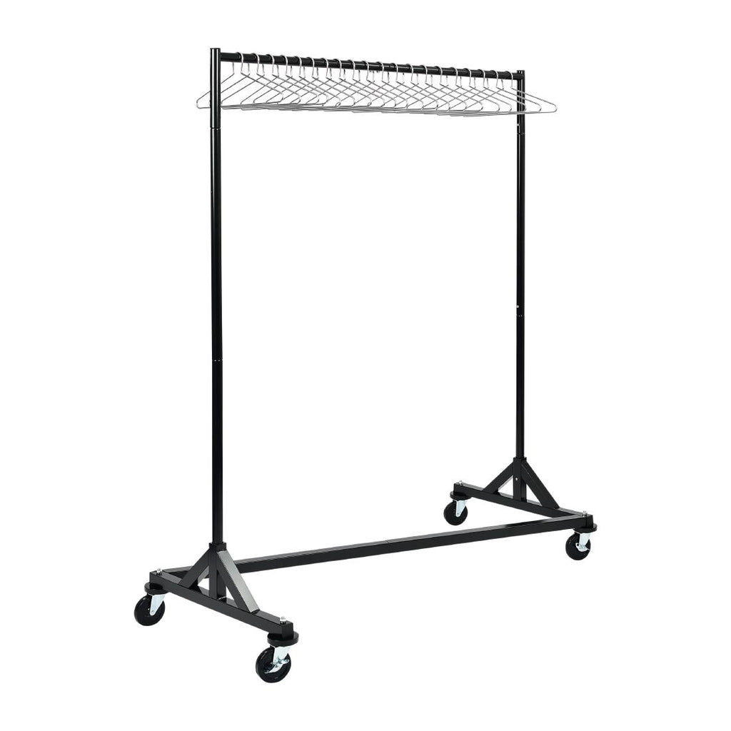 Black Garment Rail with 25 Captive Steel Hangers - DP709  Commercial Hangers   