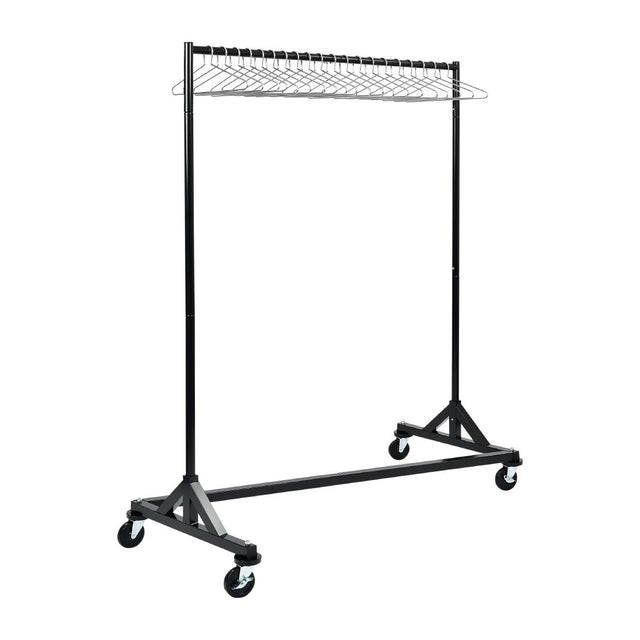 Black Garment Rail with 25 Captive Steel Hangers - DP709  Commercial Hangers   