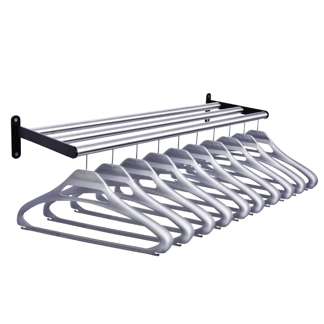 Wall Fixing Coat Rack with 10 Grey Hangers - DP714  Commercial Hangers   