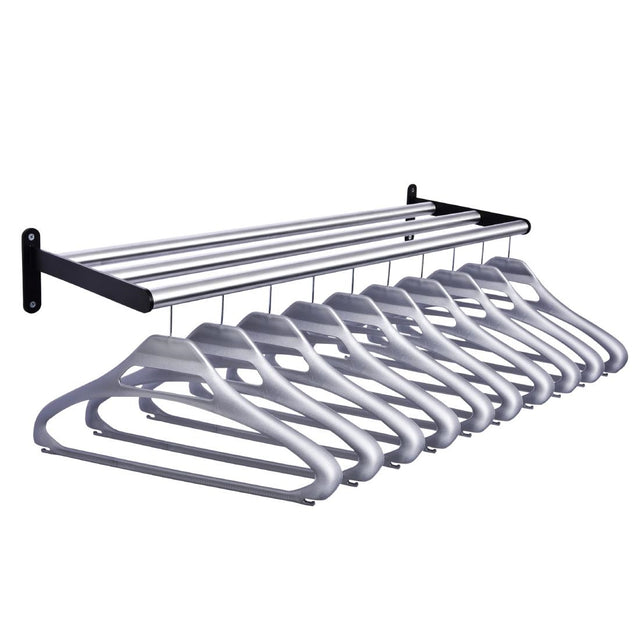 Wall Fixing Coat Rack with 10 Grey Hangers - DP714  Commercial Hangers   