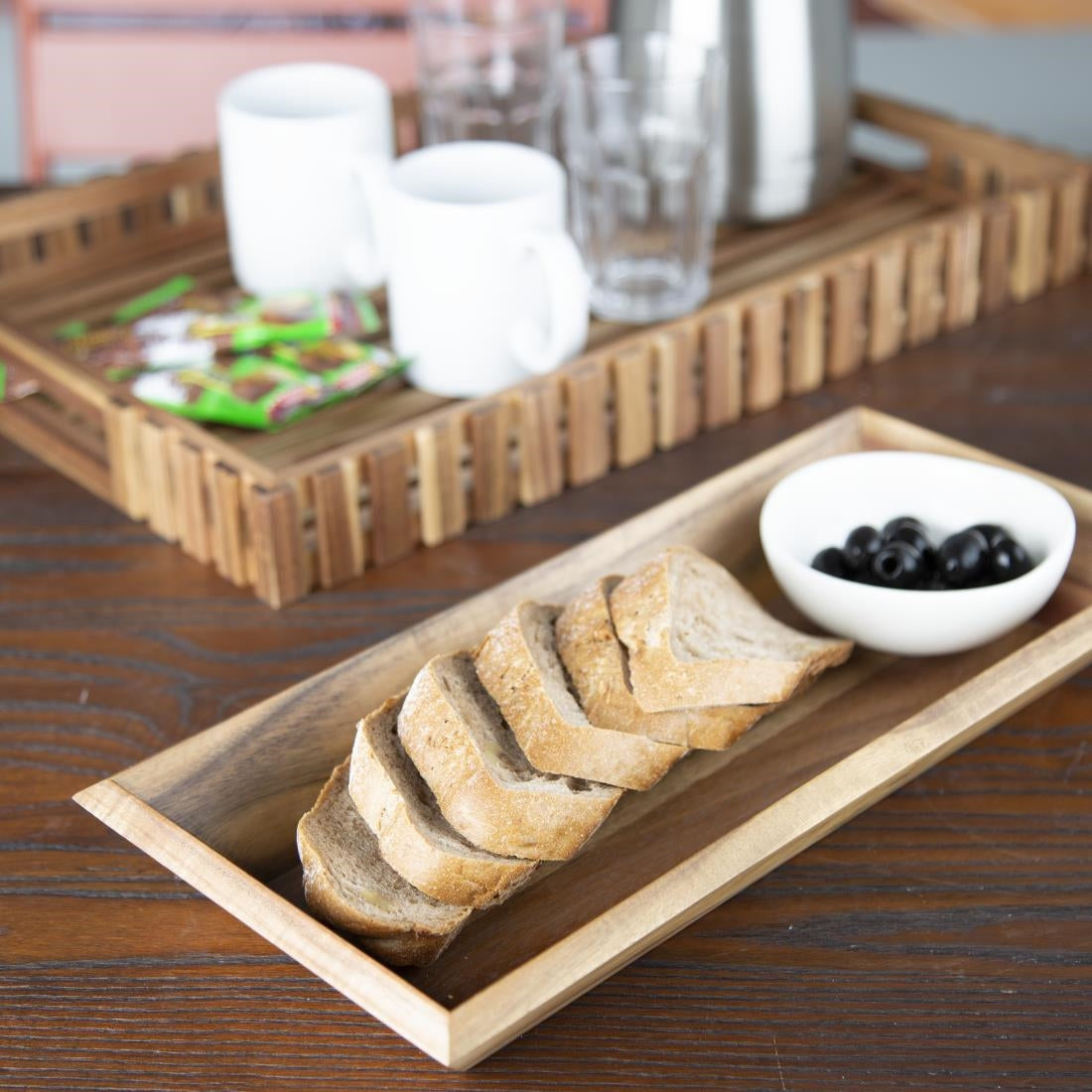 Olympia Acacia Rectangular Tray 380x180mm - DP884  Olympia   
