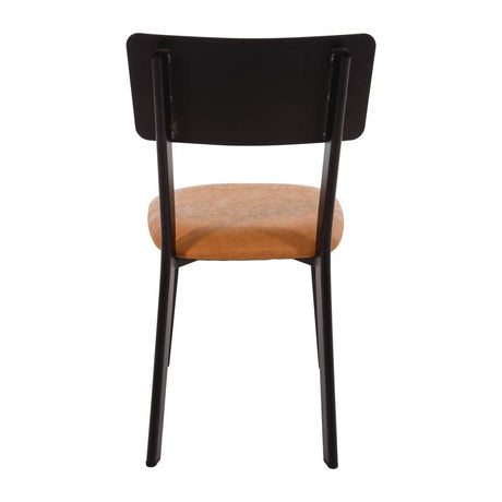 Bolero Metal & PU Side Chair Vintage Camel (Pack 4) - DR300 Metal Dining Chairs Bolero   