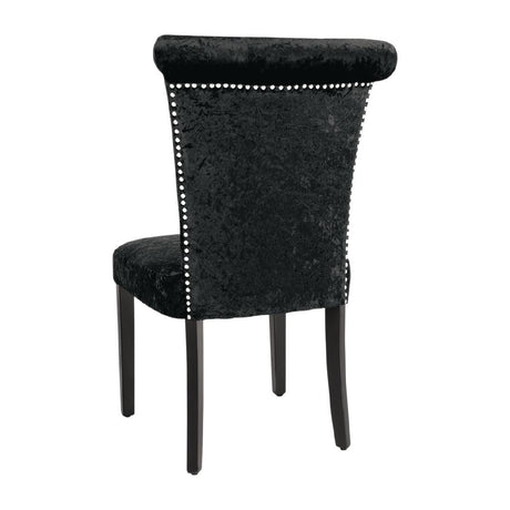 Bolero Black Crushed Velvet Dining Chair (Pack of 2) - DR307 Upholstered Dining Chairs Bolero   