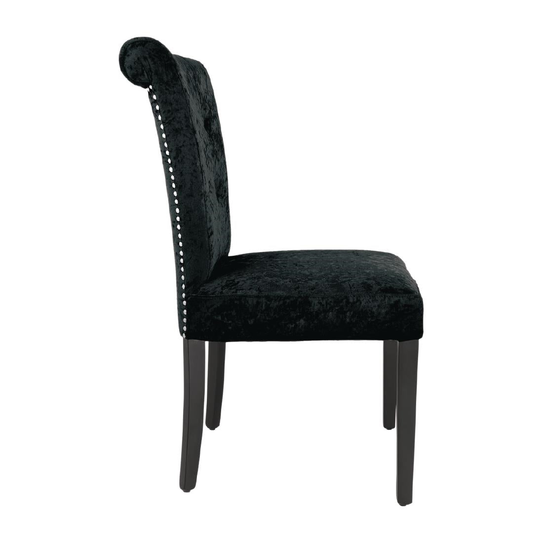 Bolero Black Crushed Velvet Dining Chair (Pack of 2) - DR307 Upholstered Dining Chairs Bolero   