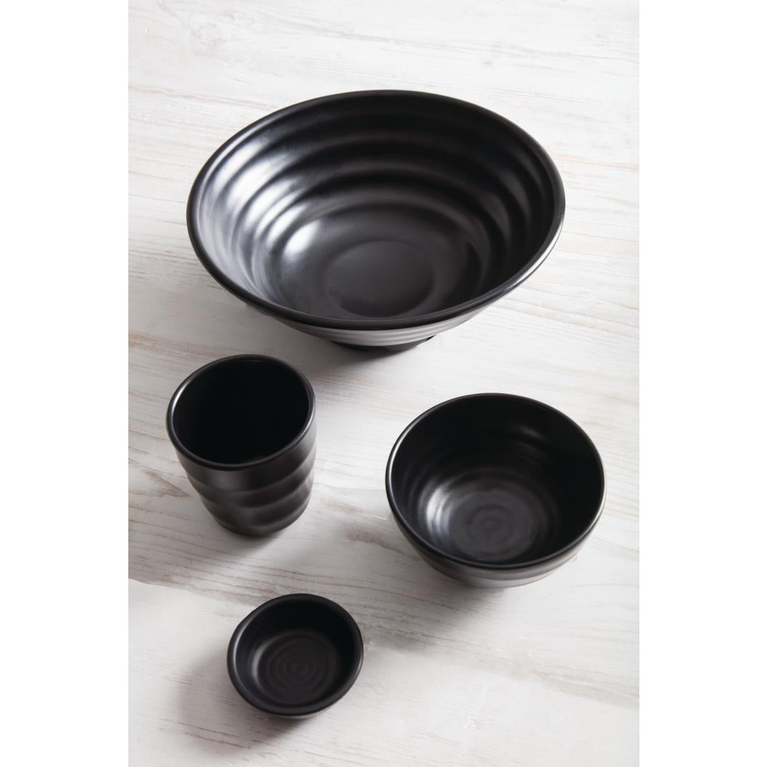 Olympia Kristallon Fusion Melamine Rice Bowls Black 120mm (Pack of 6) - DR514 Bowls Olympia