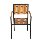 Bolero Steel & Acacia Armchair (Pack of 4) - DS151 Metal Dining Chairs Bolero   