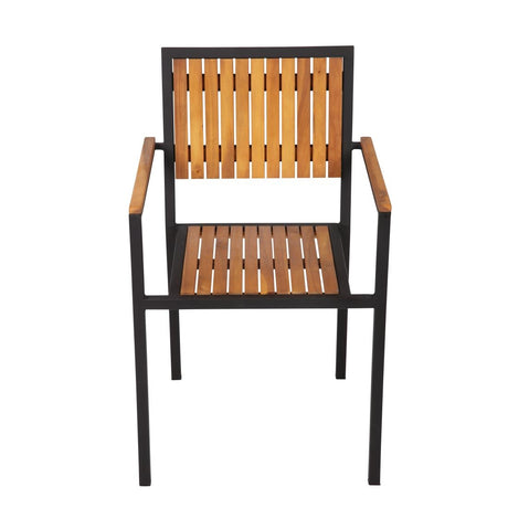 Bolero Steel & Acacia Armchair (Pack of 4) - DS151 Metal Dining Chairs Bolero   