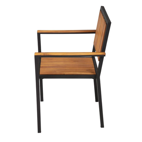 Bolero Steel & Acacia Armchair (Pack of 4) - DS151 Metal Dining Chairs Bolero   