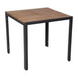 Bolero Square Steel and Acacia Table 800mm - DS152 Steel Tables Bolero   