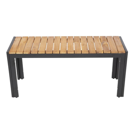 Bolero Rectangular Steel and Acacia Benches 1000mm (Pack of 2) - DS154 Benches Bolero   