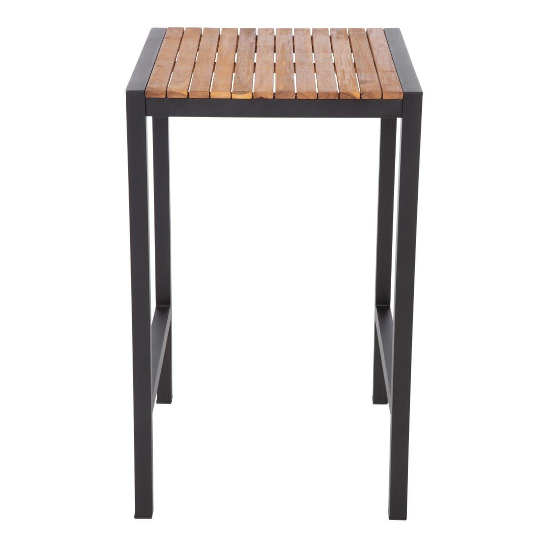 Bolero Square Steel and Acacia Bar Table 600mm - DS155 Steel Tables Bolero   