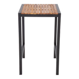Bolero Square Steel and Acacia Bar Table 600mm - DS155 Steel Tables Bolero   