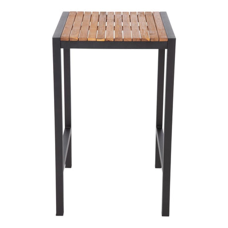 Bolero Square Steel and Acacia Bar Table 600mm - DS155 Steel Tables Bolero   