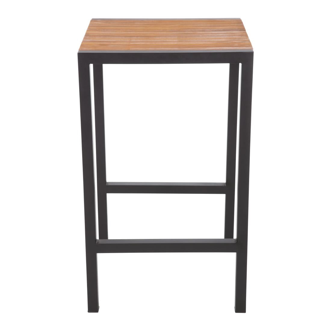 Bolero Square Steel and Acacia Bar Table 600mm - DS155 Steel Tables Bolero   