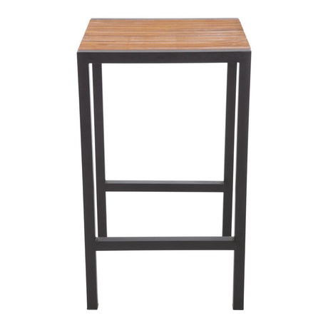 Bolero Square Steel and Acacia Bar Table 600mm - DS155 Steel Tables Bolero   