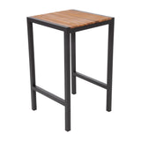 Bolero Square Steel and Acacia Bar Table 600mm - DS155 Steel Tables Bolero   