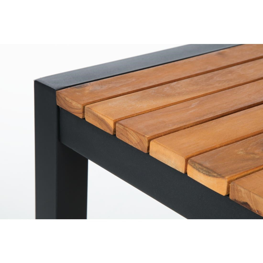 Bolero Square Steel and Acacia Bar Table 600mm - DS155 Steel Tables Bolero   