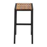 Bolero Black Steel & Acacia Wood Bar Stools (Pack of 2) - DS156 Metal Bar Stools Bolero   