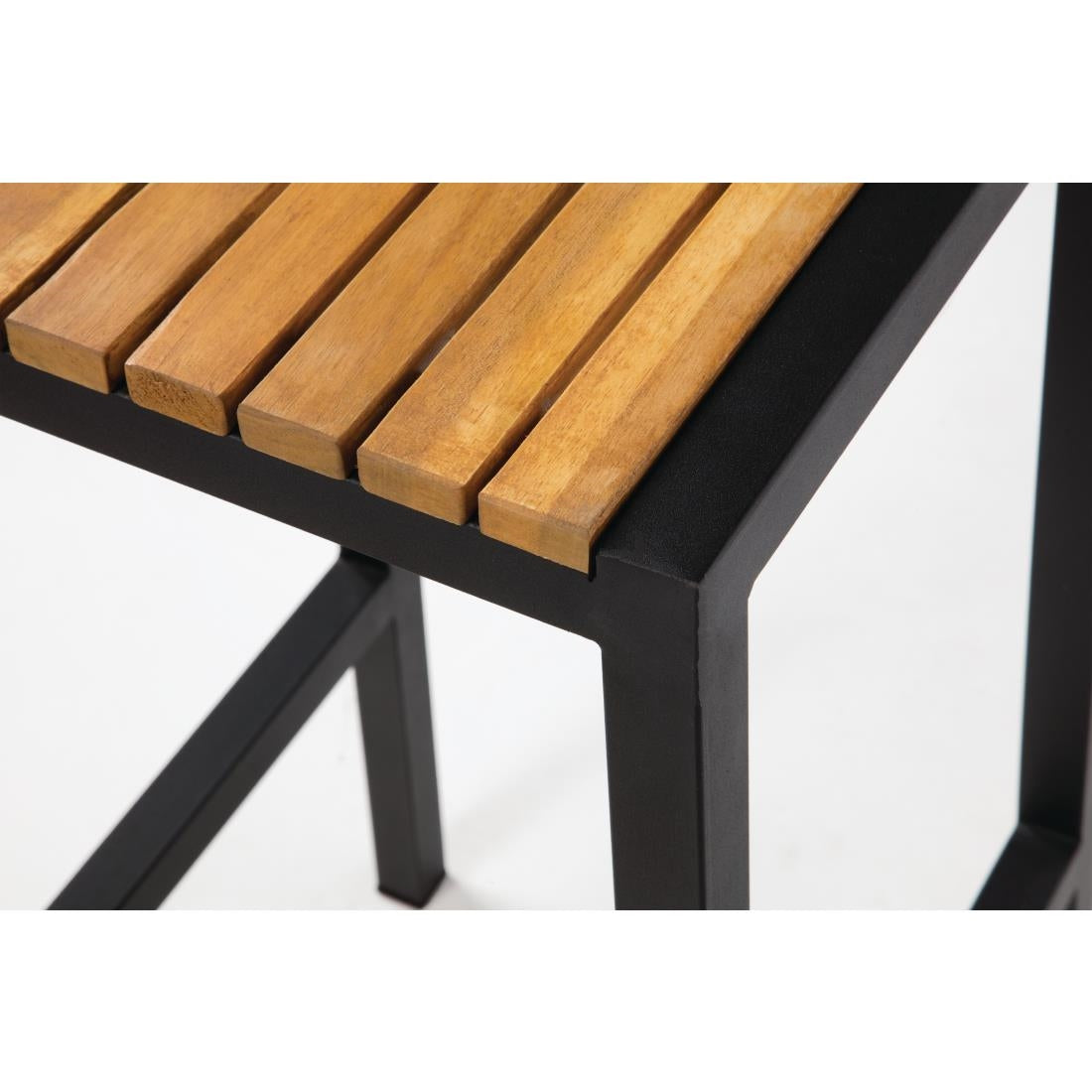 Bolero Black Steel & Acacia Wood Bar Stools (Pack of 2) - DS156 Metal Bar Stools Bolero   