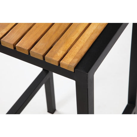 Bolero Black Steel & Acacia Wood Bar Stools (Pack of 2) - DS156 Metal Bar Stools Bolero   