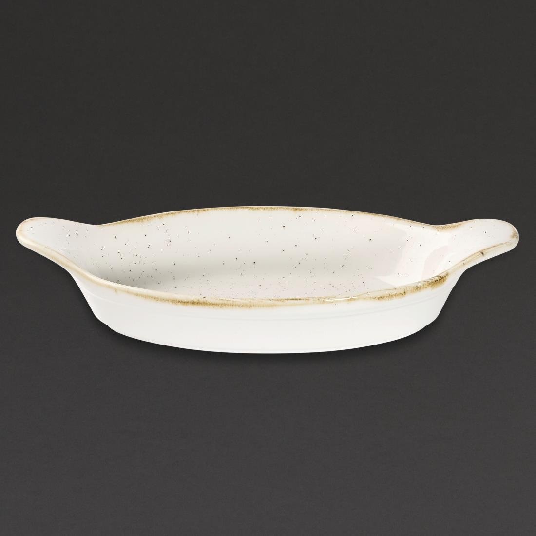 Churchill Stonecast Oval Eared Dishes Barley White 205mm (Pack of 6) - DS491 Churchill Super Vitrified Churchill   