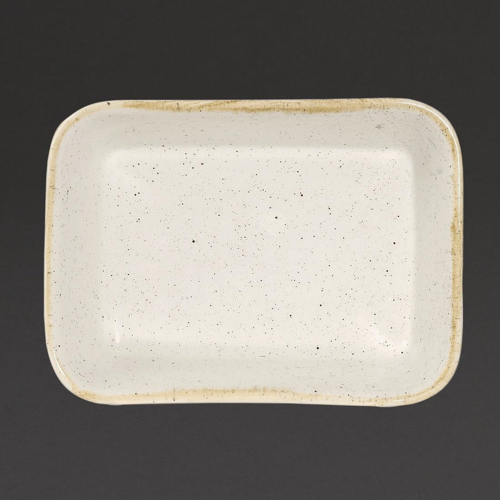 Churchill Stonecast Deep Rectangular Dishes Barley White 160mm (Pack of 12) - DS494 Churchill Super Vitrified Churchill   