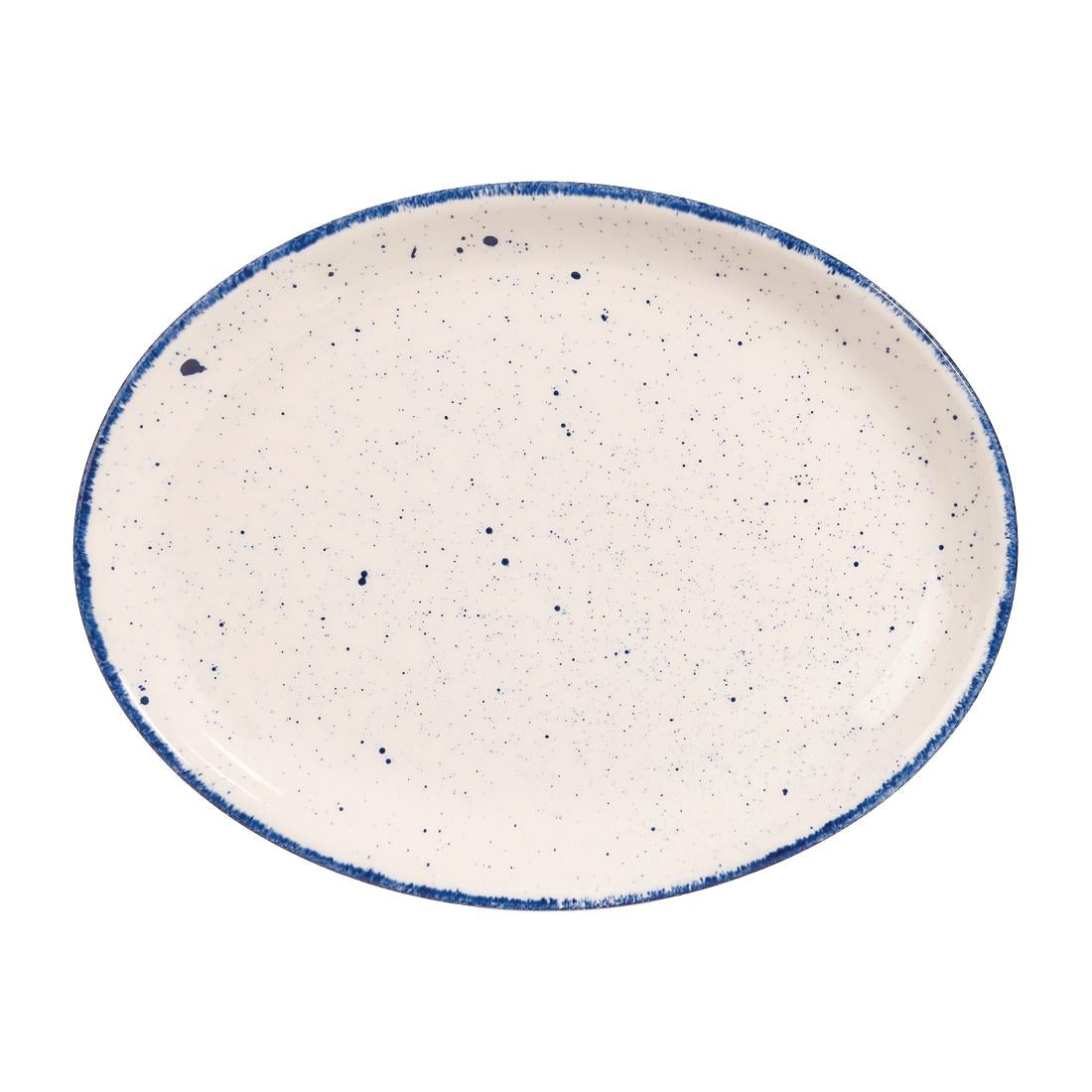Churchill Stonecast Hints Oval Plates Indigo Blue 254mm (Pack of 12) - DS589 Plates Churchill