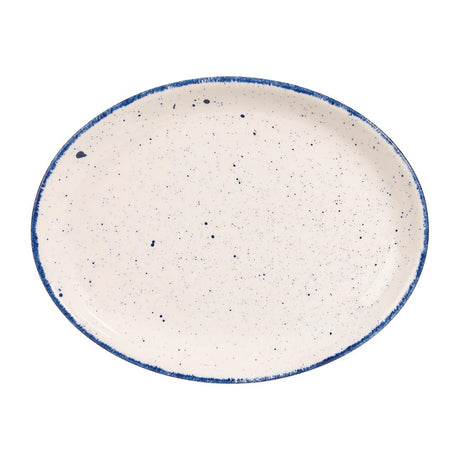 Churchill Stonecast Hints Oval Plates Indigo Blue 254mm (Pack of 12) - DS589 Plates Churchill