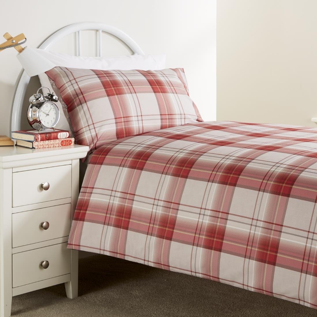 Mitre Essentials Chatsworth Hardwick Taupe/Connel Claret Duvet Cover - Single - DS703  Mitre Essentials   