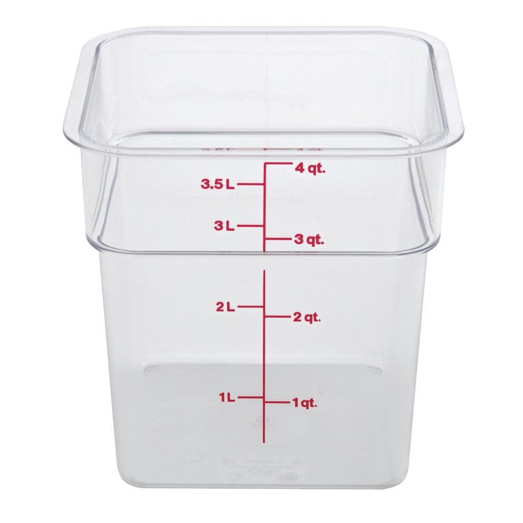 Cambro Square Polycarbonate Food Storage Container 3.8 Ltr (Pack of 6) - DT196  Cambro   