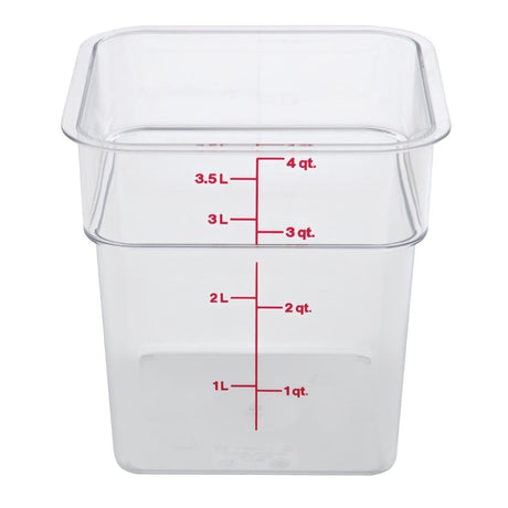 Cambro Square Polycarbonate Food Storage Container 3.8 Ltr (Pack of 6) - DT196  Cambro   